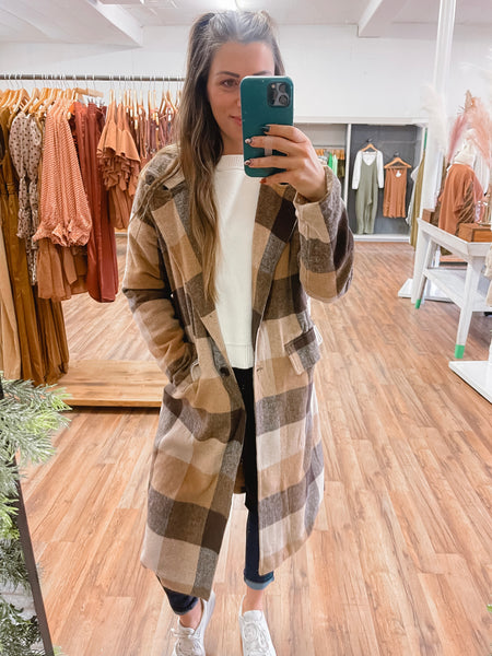 Lucky In Love Long Plaid Jacket