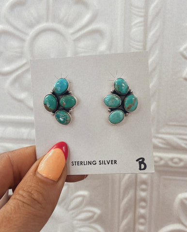 Kingman Turquoise Cluster Studs