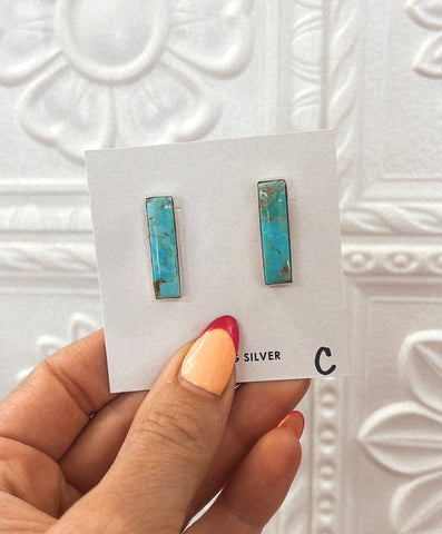 Kingman Turquoise Bar Studs