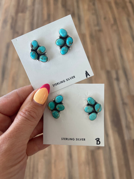 Kingman Turquoise Cluster Studs