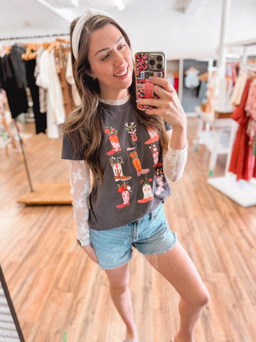 Floral Mesh Top [4 colors]
