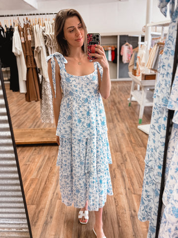 The Luna Tiered Floral Midi Dress