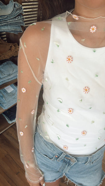 Field of Daisies Mesh Top