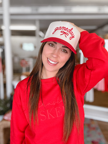 Embroidery Game Day Cute Bow Hat