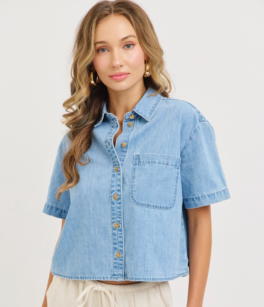 The Hadley Cropped Denim Top