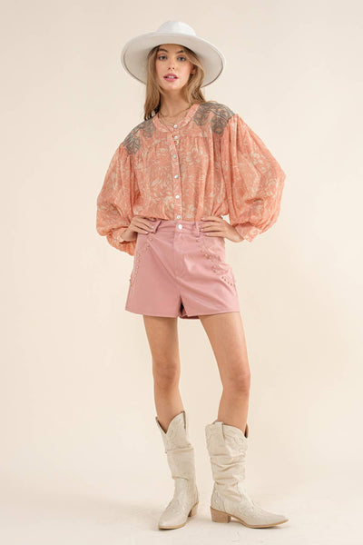 Baby Blues Embroidered Shoulder Blouse