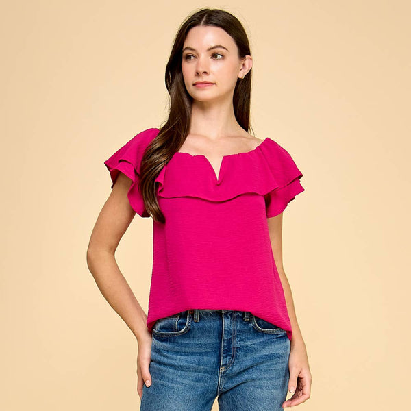 The Addi Magenta Ruffle Top