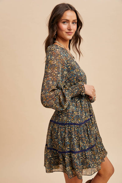 Floral Lace Overlay Mini Dress