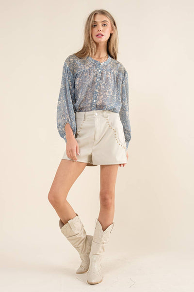 Baby Blues Embroidered Shoulder Blouse
