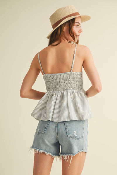 Pinstripe Peplum Tank Top
