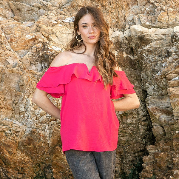 The Addi Magenta Ruffle Top