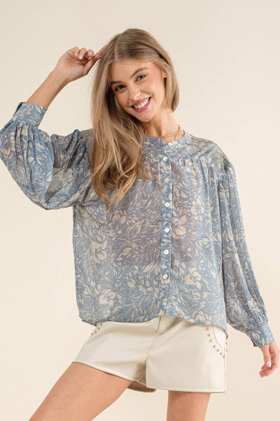 Baby Blues Embroidered Shoulder Blouse