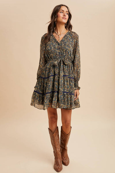 Floral Lace Overlay Mini Dress