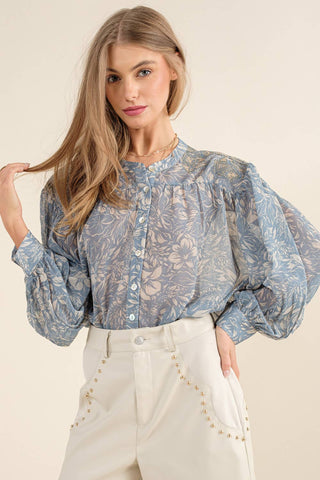 Baby Blues Embroidered Shoulder Blouse