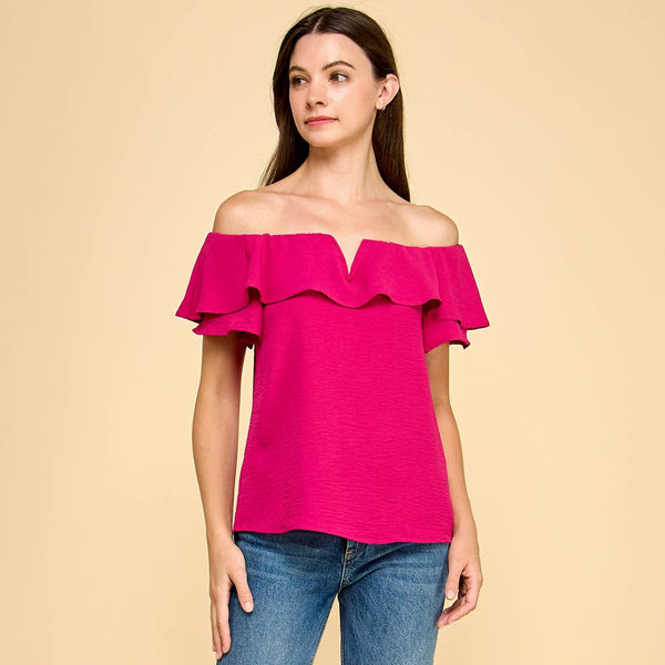 The Addi Magenta Ruffle Top