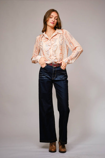 Horseshoes & Ruffles Sheer Blouse