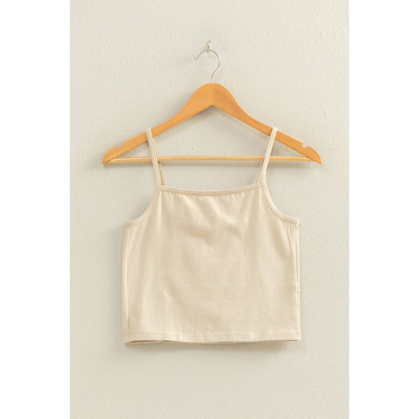 Beige Cropped Cami Layering Top