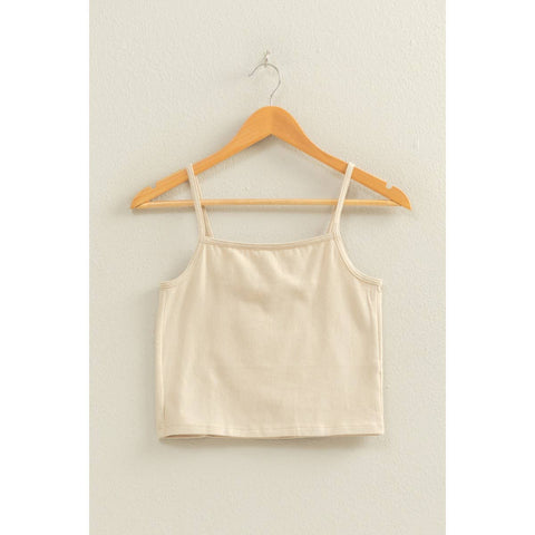 Beige Cropped Cami Layering Top
