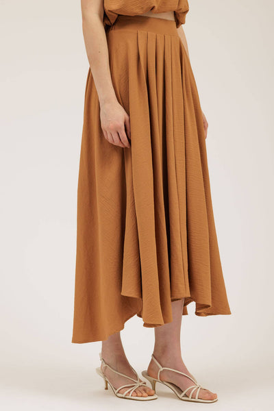 Camel Brown Midi Skirt
