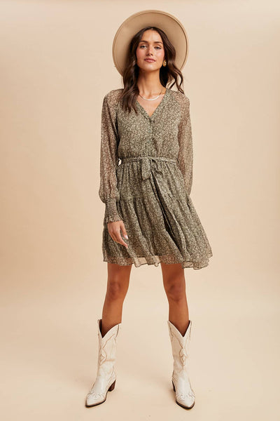 Floral Lace Overlay Mini Dress