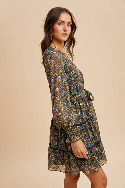 Floral Lace Overlay Mini Dress