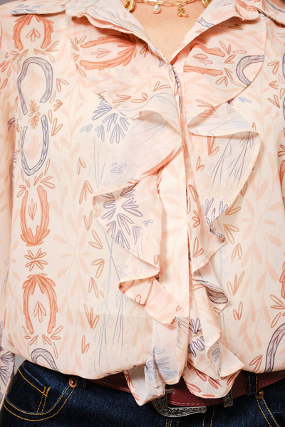 Horseshoes & Ruffles Sheer Blouse