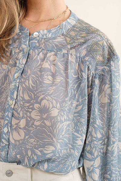 Baby Blues Embroidered Shoulder Blouse