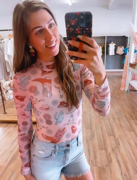 Retro Cowgirl Mesh Bodysuit