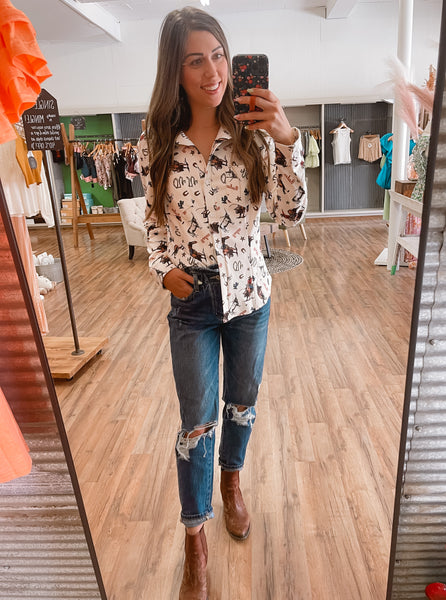 Let's Rodeo Button Down Shirt