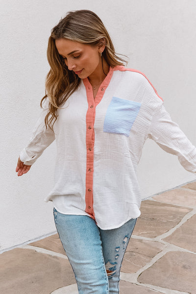 Yacht Club Crinkle Cotton Button Down