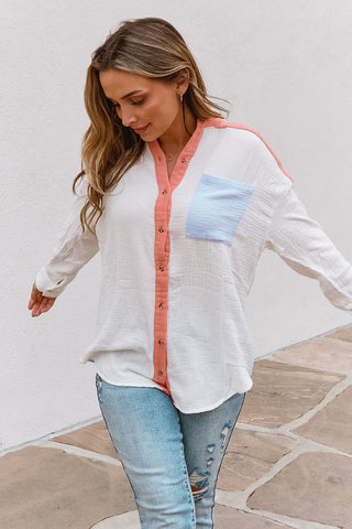 Yacht Club Crinkle Cotton Button Down