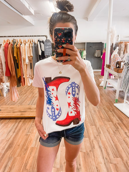 Red, White & Boots Graphic Tee