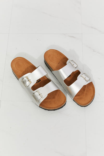 Best Life Double Buckle Silver Slides