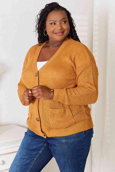 Waffle Knit Pocket Cardigan