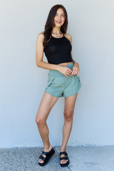 Pale Blue "Stay Active" High Waisted Shorts