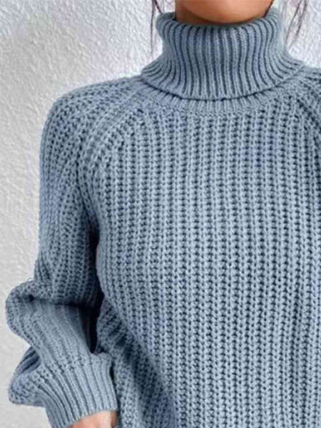 Chunky Turtleneck Slit Sweater [4 Colors]