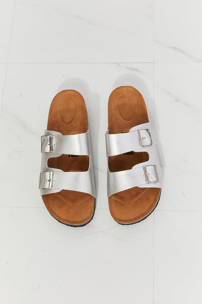 Best Life Double Buckle Silver Slides