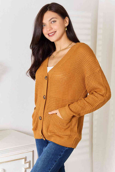 Waffle Knit Pocket Cardigan