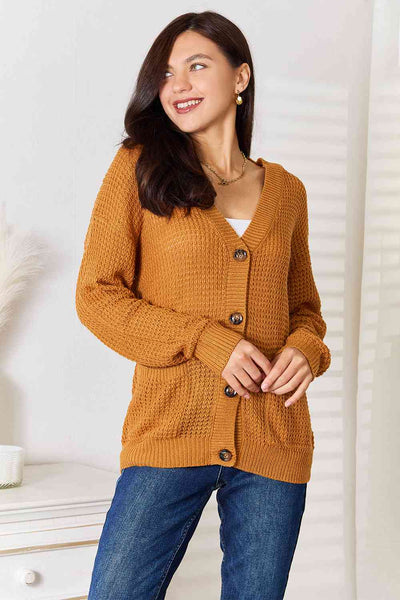 Waffle Knit Pocket Cardigan
