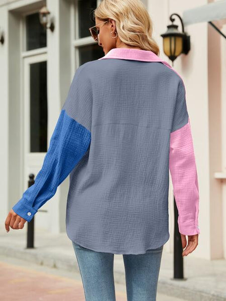 Color Block Button Up Shirt [4 Colors]