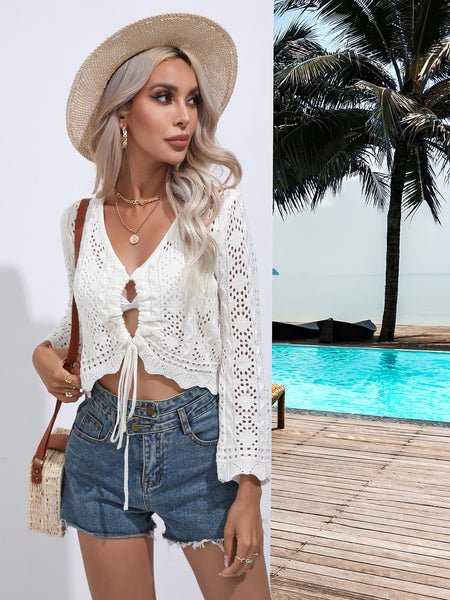 Long Sleeve Crochet Swim Cover Up
