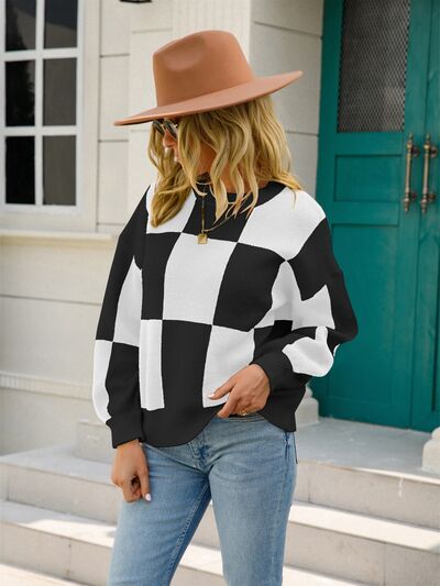 Crewneck Checkered Sweater [3 Colors]