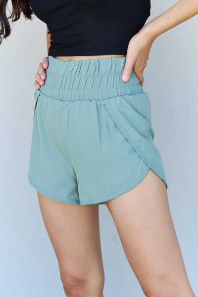 Pale Blue "Stay Active" High Waisted Shorts