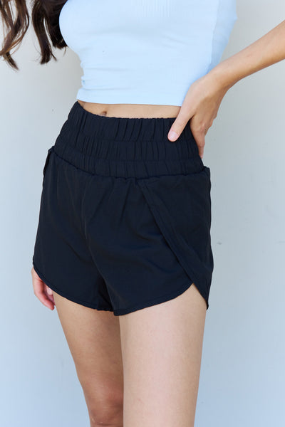 Black "Stay Active" High Waisted Shorts