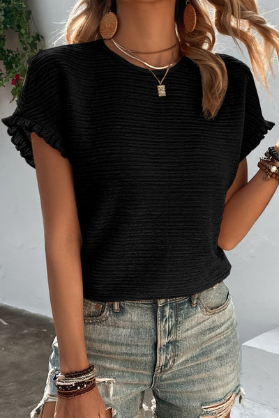 Textured Ruffle Sleeve Top {4 Colors}