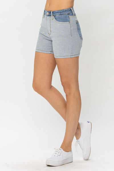Online Exclusive | Judy Blue Color Block Denim Shorts