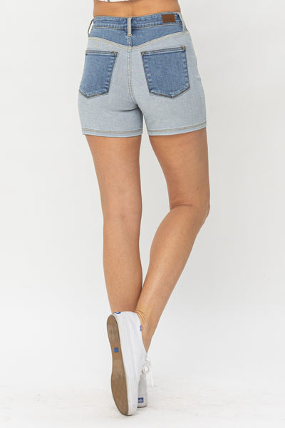 Online Exclusive | Judy Blue Color Block Denim Shorts