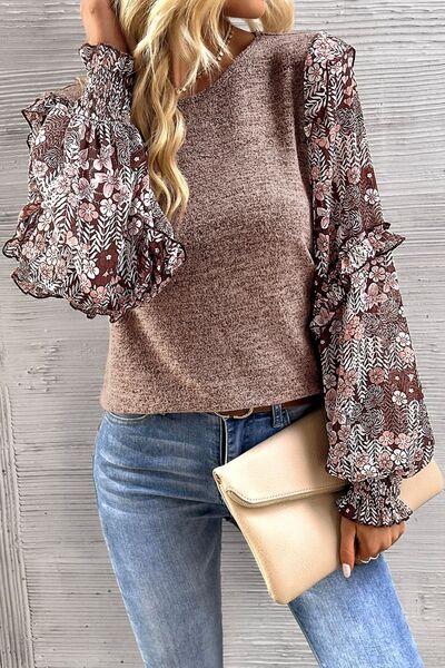 Floral Frill Holiday Blouse