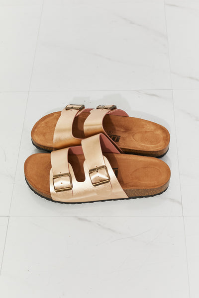 Best Life Double Buckle Gold Slide Sandals