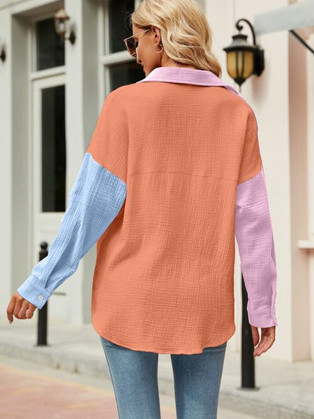 Color Block Button Up Shirt [4 Colors]